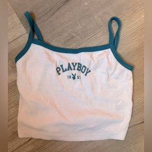 Playboy cotton tank, blue and white
